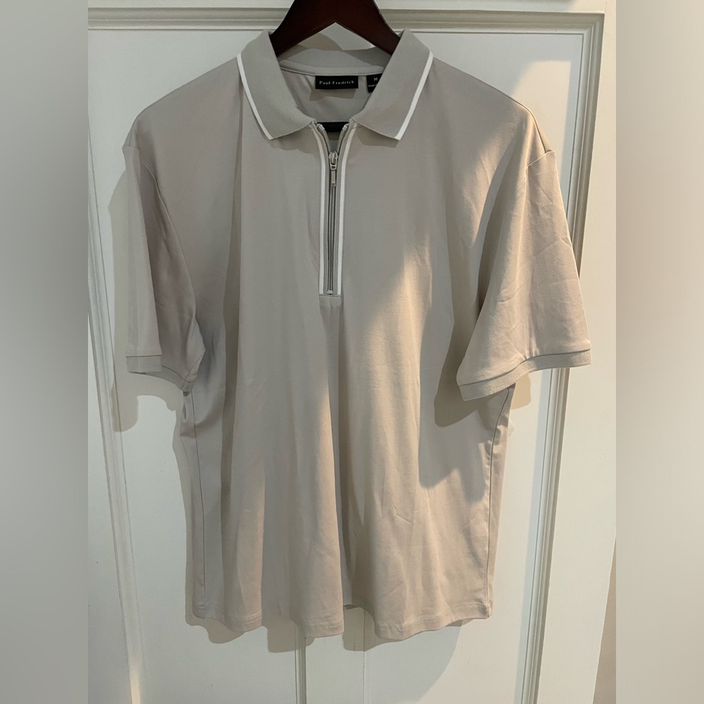 Paul Fredrick Quarter Zip Polo Size Medium NWT